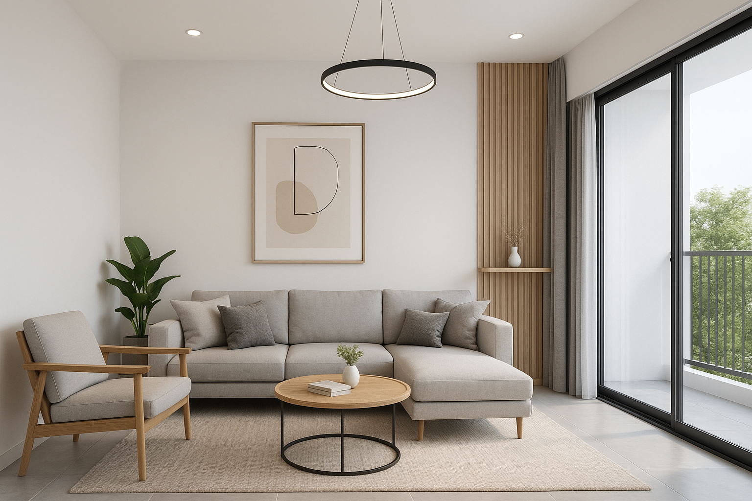 Hình ảnh nội thất 3D nhà 5x20